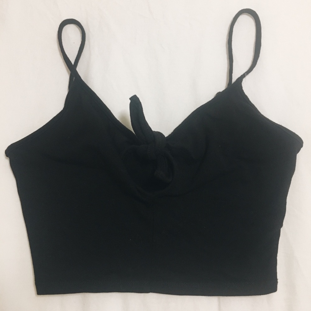 Forever 21 black tie front crop top